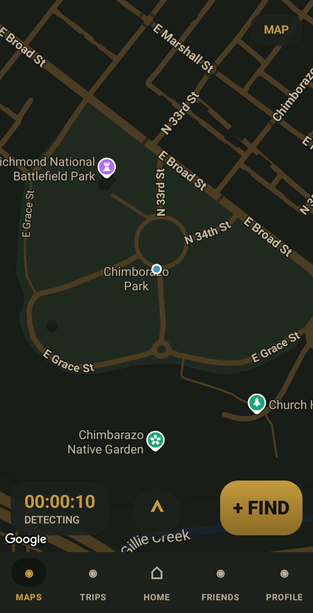 RelicPath live detecting map with active timer and add find button